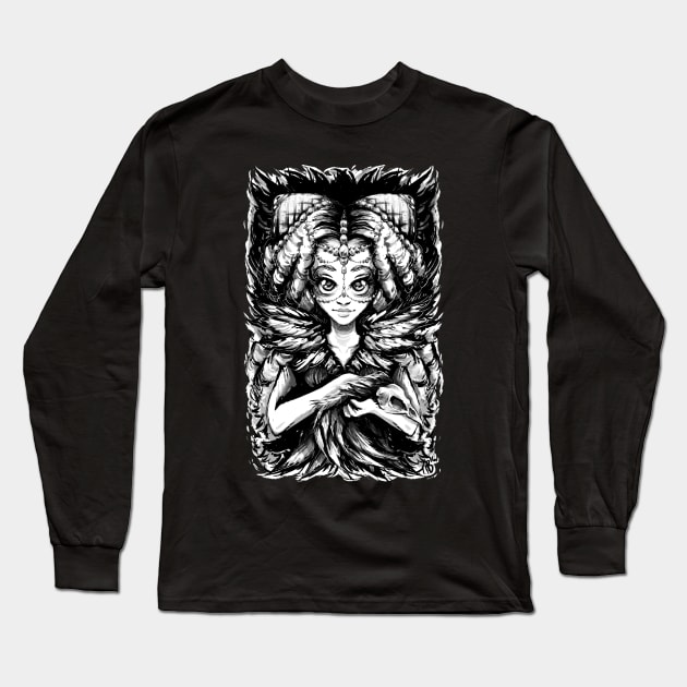 Princess of Ravens (on Black) Long Sleeve T-Shirt by pbarbalios